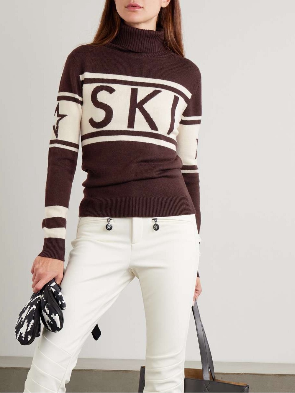 Perfect Moment Schild ski sweater in chocolate brown NWT